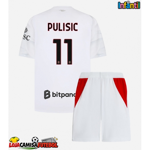 Camisa de Futebol AC Milan Christian Pulisic #11 Equipamento Secundário Infantil 2026-27 Manga Curta (+ Calças curtas)